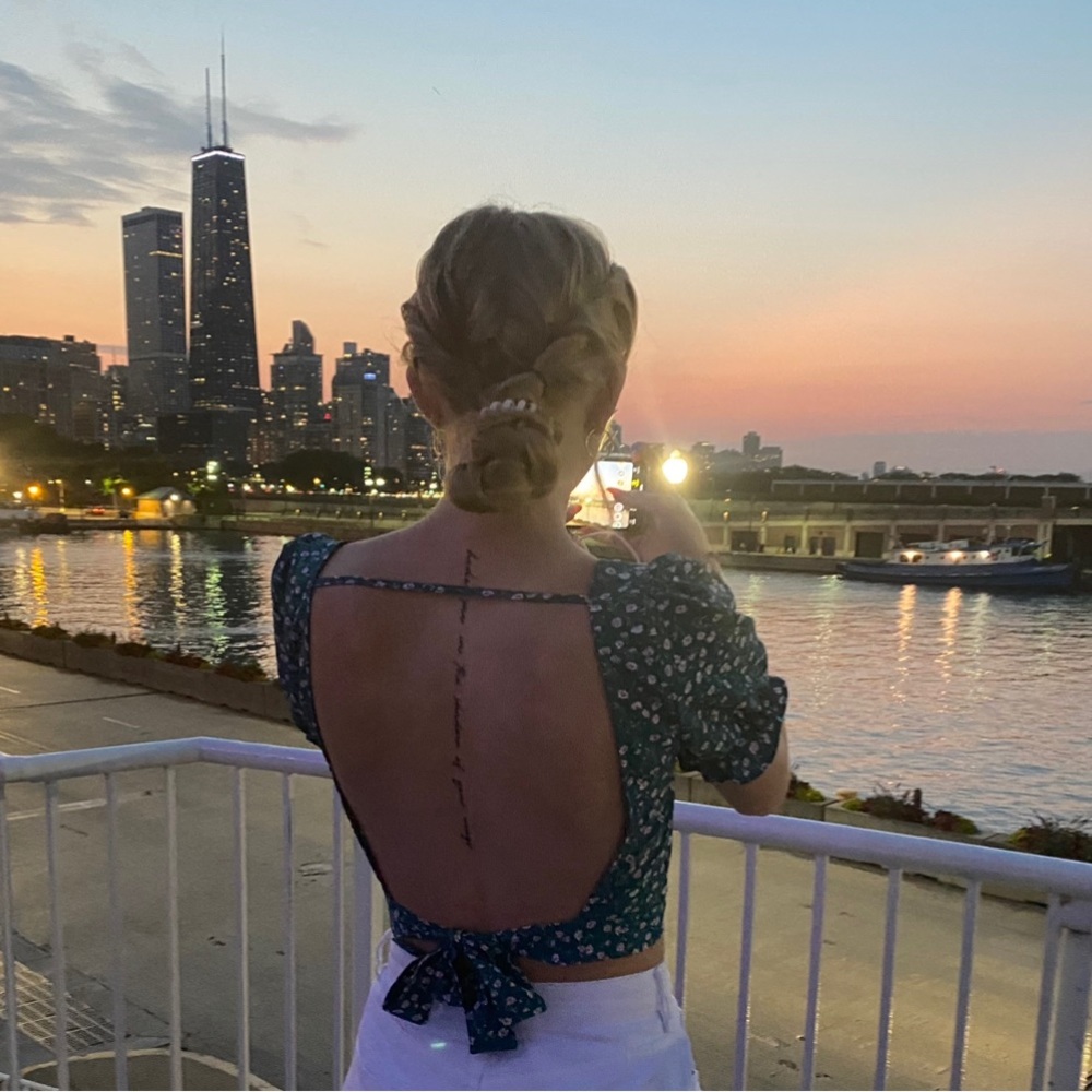 Flower crop top with open back